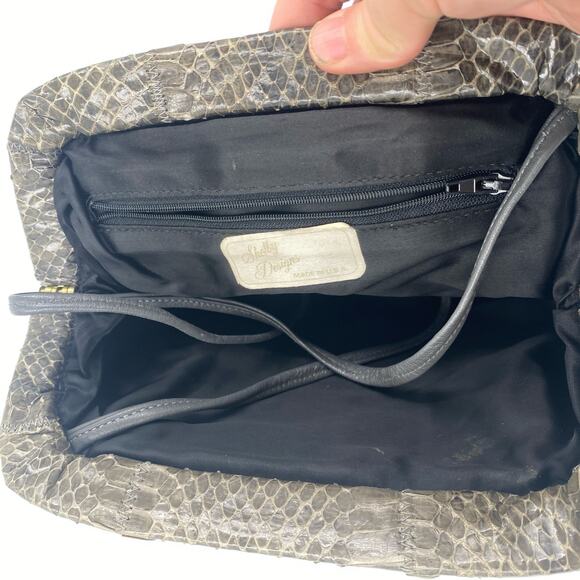 80s Gray Snakeskin Shoulder Bag Clutch Convertible Very Good Condition Vintage - Picture 3 of 5